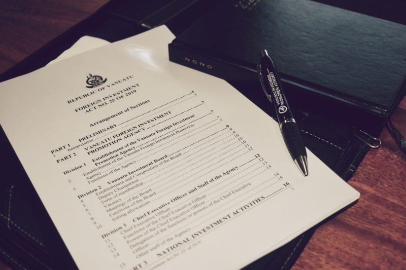 Foreign Investment Act Gazetted. Vanuatu Foreign Investment Promotion